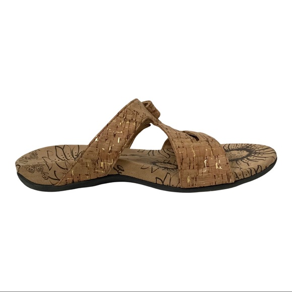 Vionic Lauren Tan/Gold Metallic Cork Velcro Closure Sandals - Picture 3 of 10